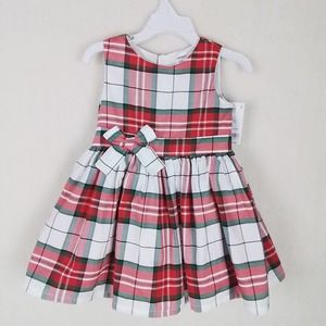Carter's Baby Sleeveless Cotton Midi Dress Size 18m Red White Green Plaid‎